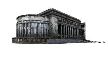 Postane bina kalıntıları. Beyaz arka plan üzerinde izole. 3D render, illüstrasyon.