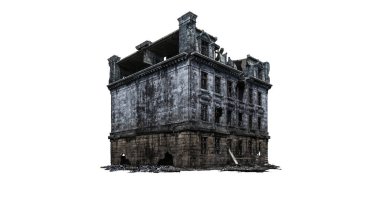 Bina kalıntıları. Beyaz arka plan üzerinde izole. 3D render, illüstrasyon.