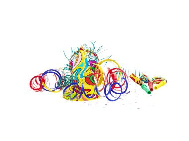 Parti şapkaları, kağıt flama ve ıslık