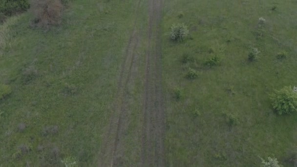 Voo sobre a estrada rural com a câmera subindo para o horizonte. O vídeo é filmado em Mavik Air 100mvps 4k — Vídeo de Stock