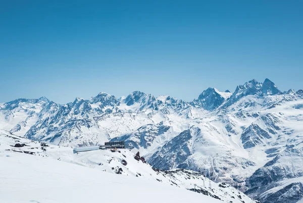 Picos Montaña Cubiertos Nieve Invierno Cáucaso Gran Lugar Para Los — Foto de Stock