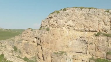 Öğleden sonra ağaçlar ve kayalar üzerinde dağ Kanyon üzerinden hava panorama uçuş