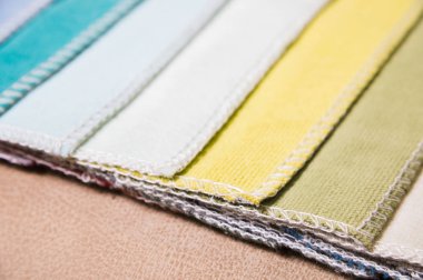 Kumaş mobilya Dekorasyon Tekstil dokuları satırlık örnekleri kümesi. Çok renkli çizgili döşeme. Modu ve lüks bir iç tarzı için sesi. Arka plan