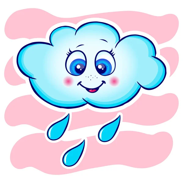 Nube Con Sonrisa Gotas — Archivo Imágenes Vectoriales