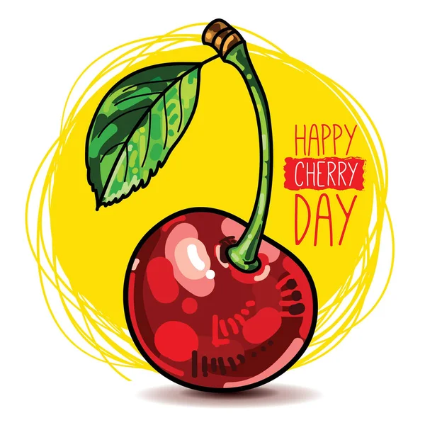 Gekleurde Happy Cherry Day Voorraad Illustratie — Stockvector