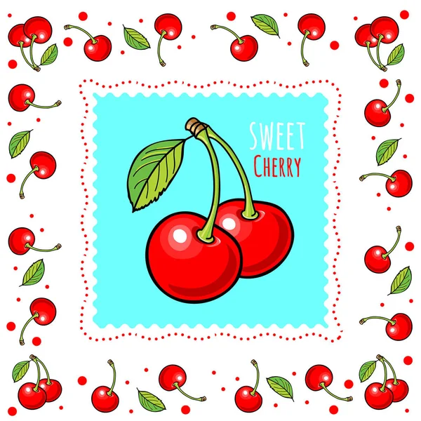 Cherry Varrat Nélküli Stock Illusztráció — Stock Vector