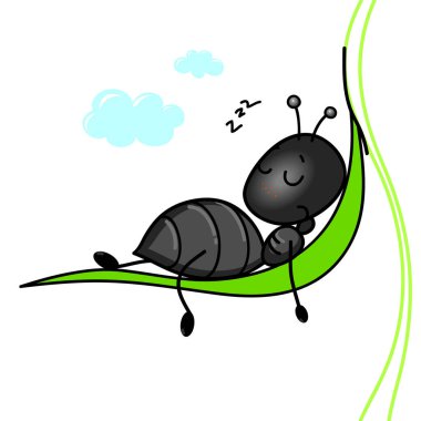 Cute Ant sleeping - stock illustration clipart