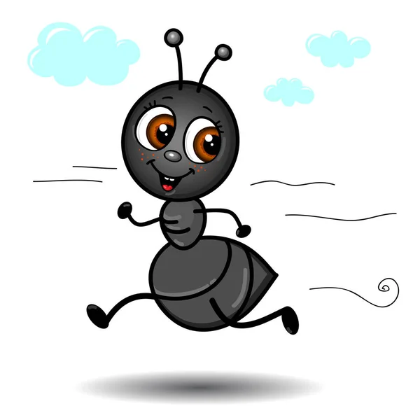 Niedlichen Ameisenlauf Stock Illustration — Stockvektor