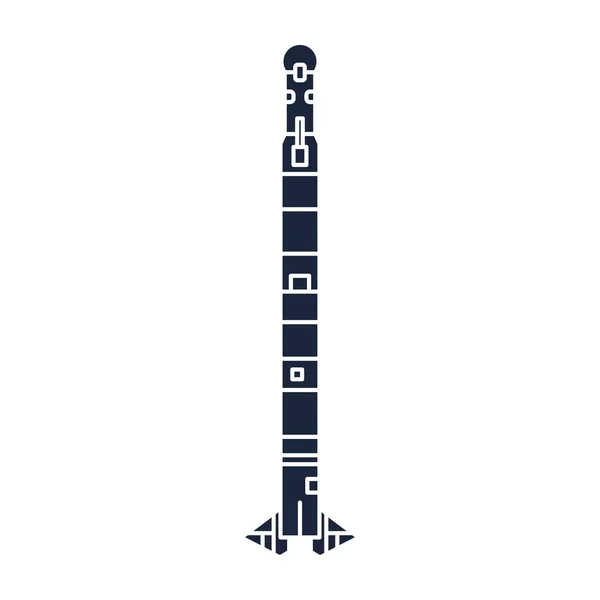 Silhouette plate monochrome vecteur icône élément du programme aérospatial fusée géophysique. Fusée de style dessin animé, recherche scientifique. Illustration de la technologie spatiale. Enquêtes spatiales. Galaxie. Logo — Image vectorielle