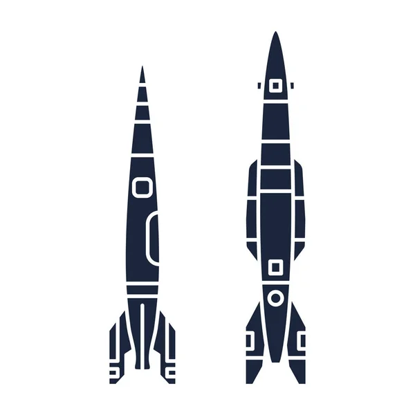 Set monochrome silhouette vector icon elements of aerospace program multistage rocket. Cartoon style rocket, astronaut adventure. Spaceship technology illustration. Space investigations. Galaxy. Logo. — Stock Vector