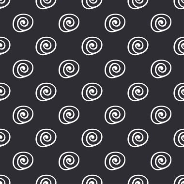 Soyut sarmal kabukları moda düz sorunsuz vektör desen. Basitleştirilmiş retro illüstrasyon. Kaydırma scrapbook Kağıt arka plan. Minimalist tarzı doodle. Öğe tasarım, duvar kağıdı, baskı kumaş.
