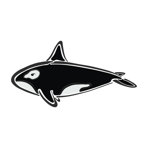 Kardszárnyú delfin jelleg absztrakt tinta kézzel rajzolt vektoros logo rajzfilm. Színes illusztráció. Tengeri vadon élő emlős. Óceán- és tengeri állat görbe festék jele. Doodle vázlat. Eleme, design, nyomtatási anyagot. Állkapocs. — Stock Vector