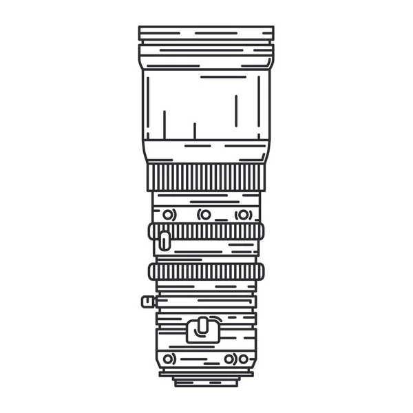 라인 플랫 벡터 아이콘 디지털 사진 작가 전문 장비. 사진 예술. 사진 카메라 렌즈 망원, 어안, 인물 사진. 만화 스타일 일러스트, 디자인. 스냅샷 사진 스튜디오. — 스톡 벡터