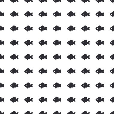 Soyut vektör dikişsiz geometrik desen sembolik basitleştirilmiş balık silueti. Basitleştirilmiş çizgi süsü. Arka plan moda dekorasyon. Şenlikli doku. Kumaş vektör illüstrasyon, ambalaj hediye kağıdı