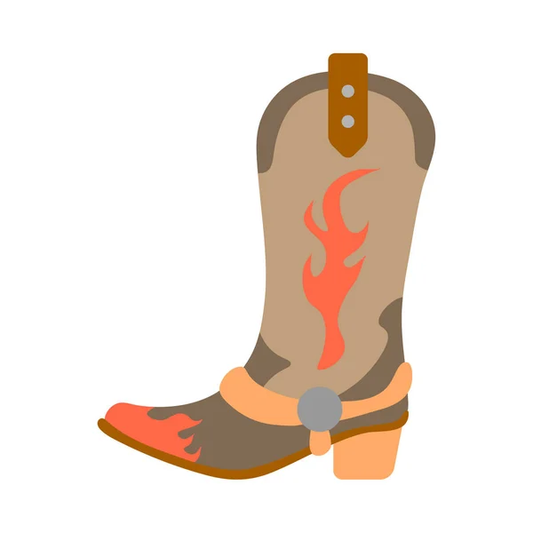 Illustration vectorielle icône couleur avec des bottes de cow-boy en cuir simplifié. Wild West cow-boy symbole authentique. Arrière-plan décoration folklorique américaine objet ethnique vintage. Équipement pour rodéo et travail — Image vectorielle