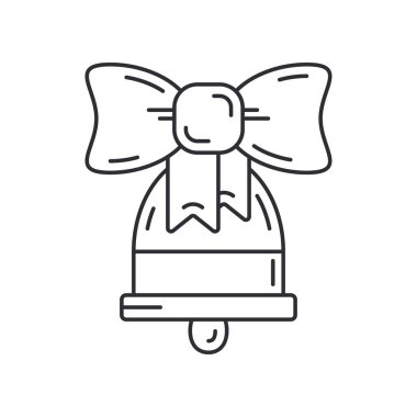 Kurdele çizgisi ikonlu geleneksel kapı zili. Tatil Xmas kış modası dekorasyon geçmişi. Tatil etkinliği, karnaval eğlencesi. Çocukların mutluluğu. Vektör doğrusal çizim klasiği.