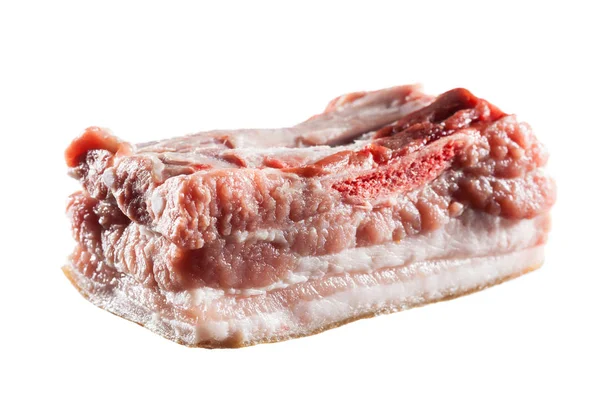 Trozo Tocino Con Carne Sobre Fondo Blanco — Foto de Stock