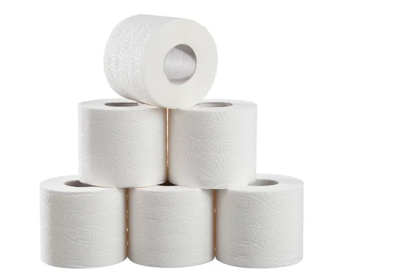 Rolls White Toilet Paper White Background — Stock Photo, Image