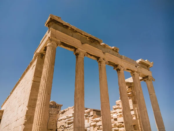 Temple North Side Acropolis Athens Greece Which Dedicated Both Athena — Stock Photo, Image