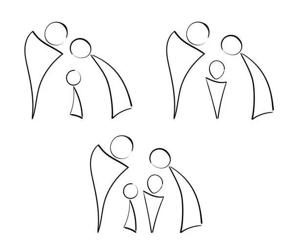 düz vektör kontur aile