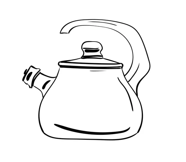 Flat Vector Whistling Kettle Teapot — Stock Vector