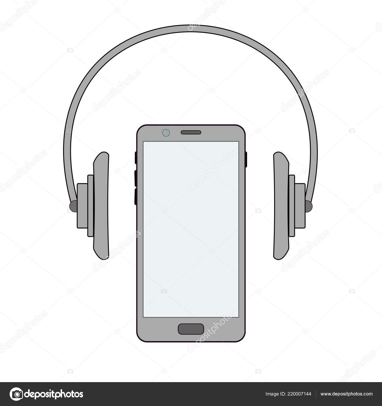 Fones De Ouvido E Telefone Celular Com Jogo Da Música No Close Up De Prata  Do Fundo Ilustração do Vetor - Ilustração de moderno, tecnologia: 65856264