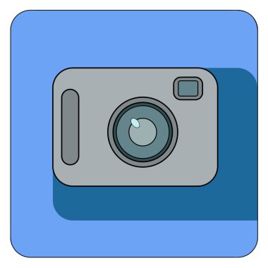 fotoğraf makinesi üzerinde mavi arka plan