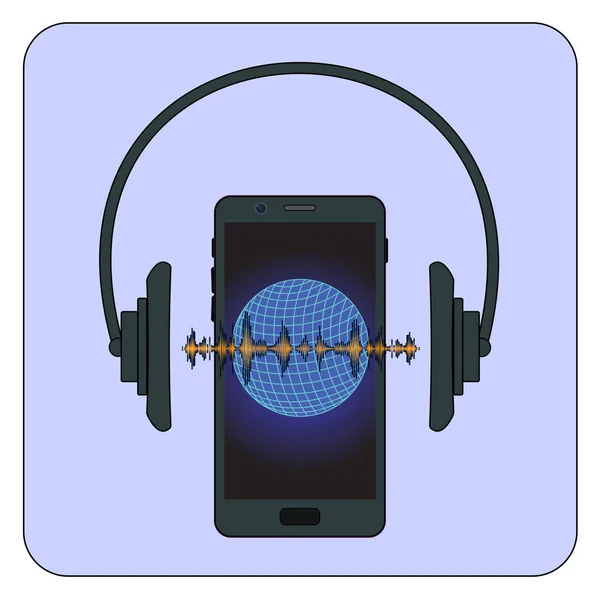 hareket eden telefon ile büyük toprak katmanlarında mavi arka plan üzerinde