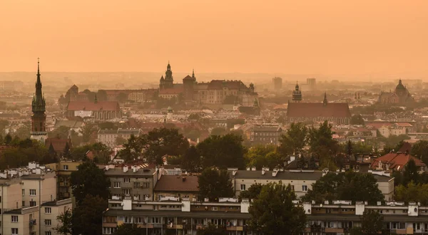 Niesamowity Zachód Słońca Nad Wawel Kazimierz Dzielnicy Kraków Polska — Zdjęcie stockowe