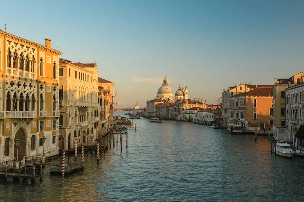 Grand Canal Pôr Sol Veneza Itália Vista Panorâmica Panorâmica Veneza — Fotografia de Stock
