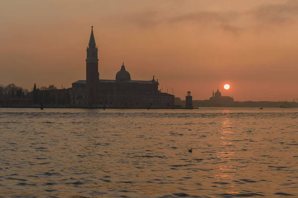 Kościół San Giorgio Maggiore Wenecja Włochy Zachodzie Słońca — Zdjęcie stockowe