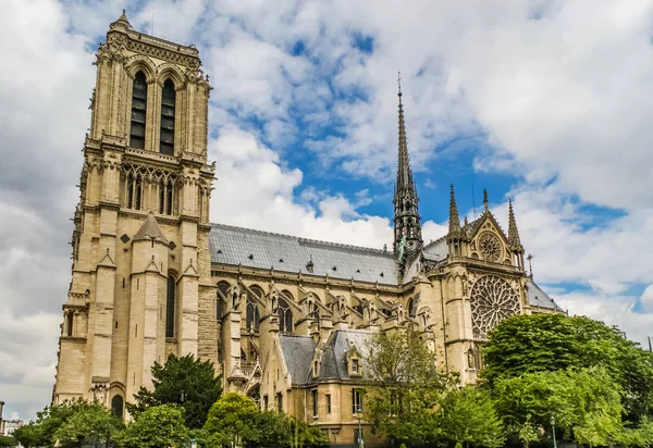 Notre Dame Paris Our Lady Paris Cathedral Mot Molnigt Sky — Stockfoto