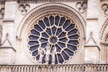 Notre-Dame de Paris Katolik Katedrali'nin mimari detayları, Fransa.