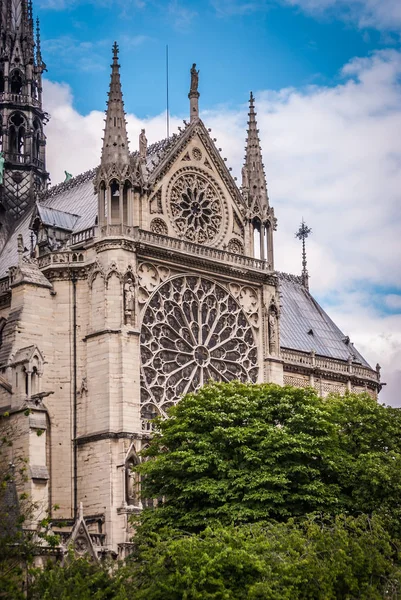 Arkitektoniska Detaljer Den Katolska Katedralen Notre Dame Paris Frankrike — Stockfoto