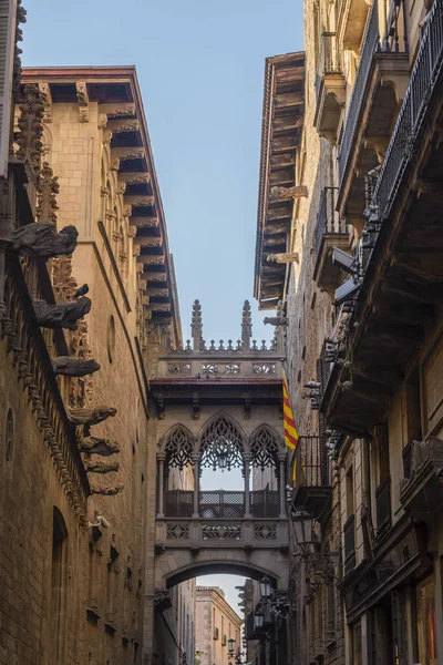Detaljer Gamla Kyrkan Gotiska Kvarteren Barcelona Det Aslo Kallas Som — Stockfoto