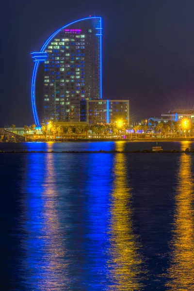 Serene Beautiful Evening Barceloneta Beach Barcelona Catalonia Spain — Stock Photo, Image