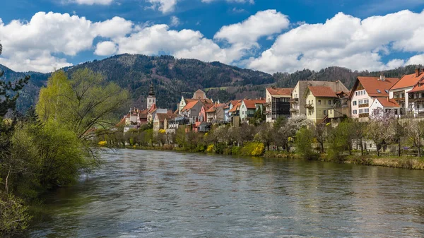 Frohnleiten Small Town Mur River Styria Austria View Parish Church — Stock Photo, Image