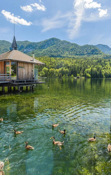 Grundlsee湖在夏天 奥地利施蒂里亚州Liezen区Salzkammergut地区Grundlsee村 — 图库照片