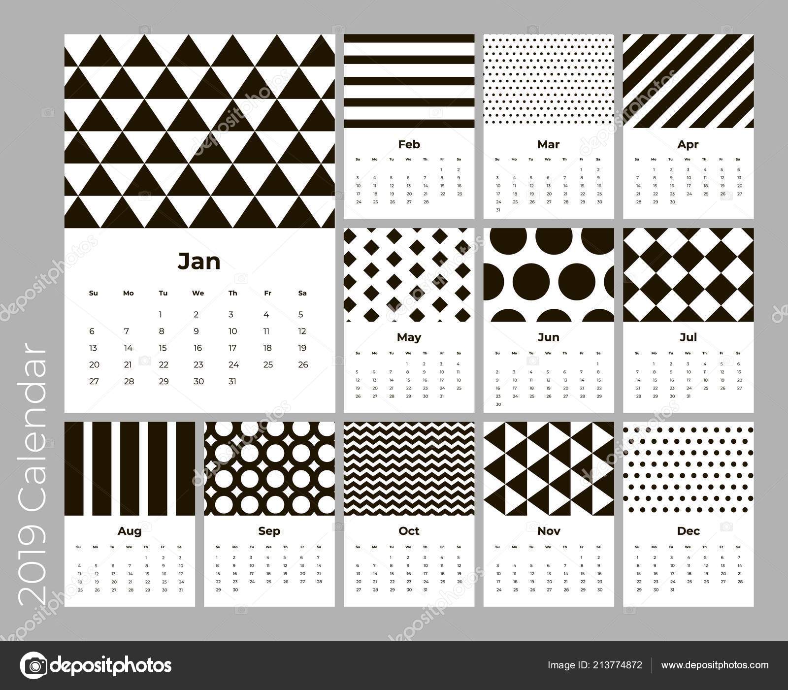 Calendar 19 Year Cards Vector With Black Pattern Stock Vector Image By C Dimakostrov