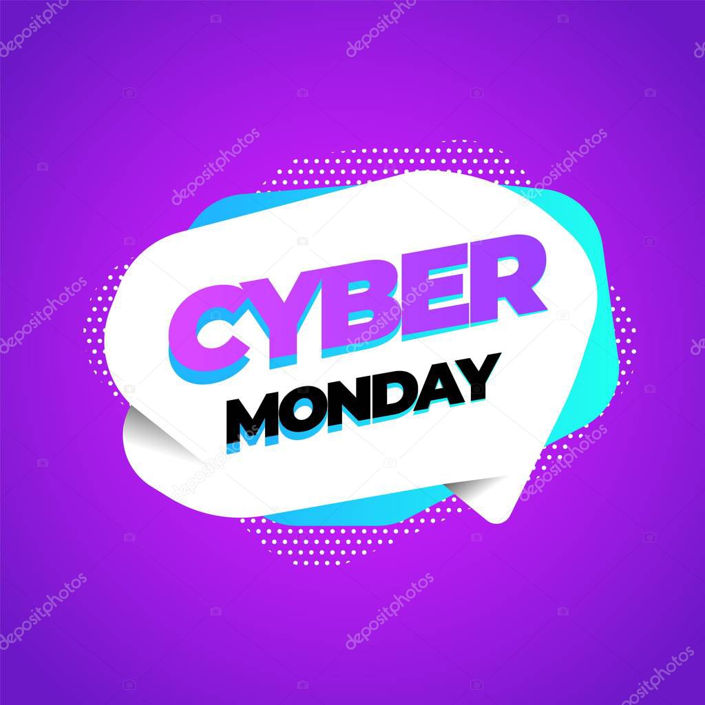 Cyber Monday, discount sale concept. Inscription design template. Cyber Monday banner. Vector illustration.