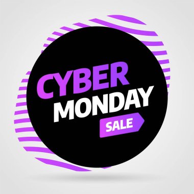 Siber Pazartesi, indirimli satış konsepti. Yazıt tasarım şablonu. Cyber Pazartesi afiş. Vektör çizim.