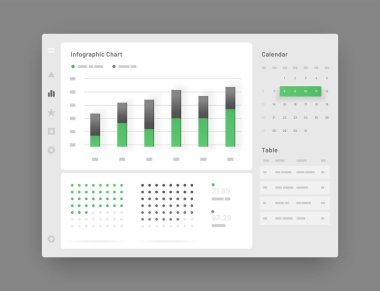 Web uygulaması Kontrol Paneli UI ve UX Kit. Bilgi araçları.