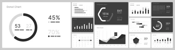 Éléments d'infographie en blanc et noir. Utilisation dans les modèles de présentation, flyer, dépliant et rapport d'entreprise . — Image vectorielle