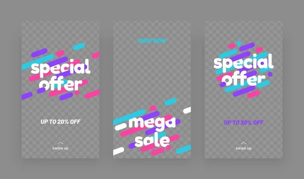 Verhalen template set te koop banner. Sociale media verhaal mockup. — Stockvector