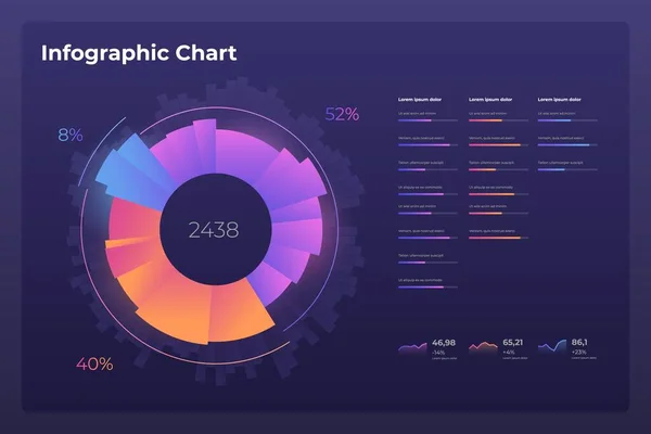 Modern tasarım yıllık istatistik grafikleriyle gösterge paneli bilgi şablonu. — Stok Vektör