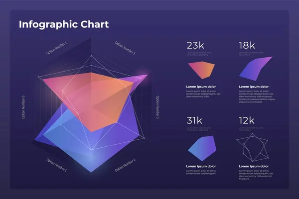 Modelo de infográfico do painel com gráficos de estatísticas anuais de design moderno. — Vetor de Stock