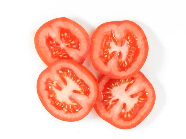 Tomate Tranchée Sur Fond Blanc — Photo