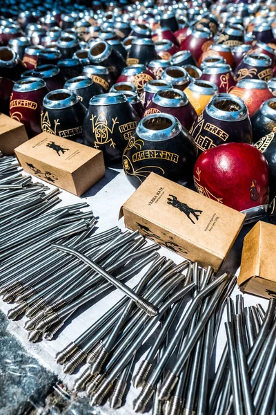 Buenos Aires Diciembre 2017 Calabazas Bombillas Yerba Mate Yacían Suelo —  Fotos de Stock