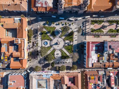Potosi şehri, Bolivya 'nın merkezindeki meydanın havadan görüntüsü