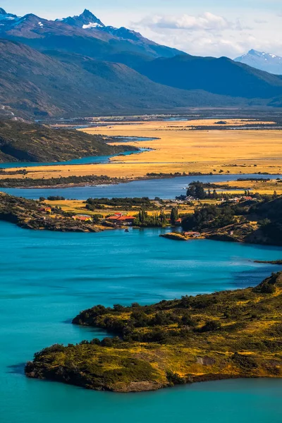 Valle Con Campos Amarillos Montañas Lagos Azules Ríos Parque Nacional — Foto de Stock